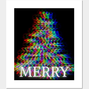 MERRY! ABSTRACT CHRISTMAS TREE Posters and Art